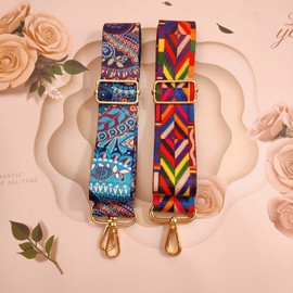 AGEN KGEN Purse Strap Adjustable Replacement Shoulder Crossbody Gold Bag Straps for Crossbody Canvas Bag Handbag, 2x Red Blue Straps, One Size