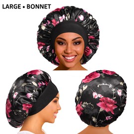 4PCS Silk Bonnet Satin Bonnet Silk Sleep Cap for Sleeping, Hair Bonnet for Sleeping Bonnets for Black Women, Wide Band Silk Bonnet for Curly Hair.