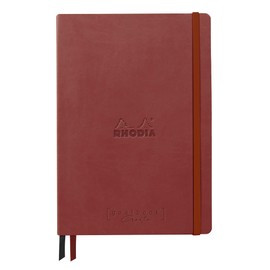 RHODIA 194443C - Bullet Journal Goalbook Creation Nacarat Rigid Notebook - A5 15.5x21x2 cm - Dotted Dot - 160 pages Clairefontaine Maya Smooth Black Paper 120 g/m - 2 Ribbons - Faux Leather Cover