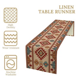Retro Aztec Table Runner Western Native American Tribal Art Printed Runner for Home Kitchen Dining Table Living Room Decor Fabric 1 Panel W13xL36in