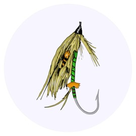 24 x 40mm Round 'Fishing Fly' Stickers (SK00042165)