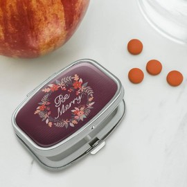 Be Merry Christmas Wreath Rectangle Pill Case Trinket Gift Box