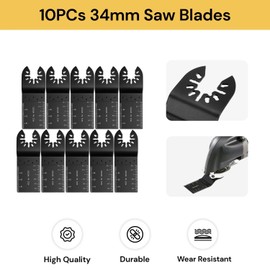 EZONDEAL 34mm Oscillating Saw Blades Carbon Steel Cutter Multitool Blades for Cutting Wood Metal Plastic Saw Multi Tool Blades Kits, Oscillating Tool Blades for Cutting Swing Blade (10 Pcs)