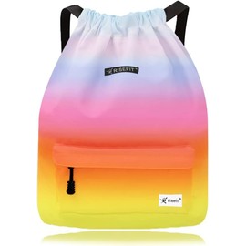 Risefit Drawstring Backpack Sports Gym Bag Waterproof Swimming Travelling Shopping Beach Backpack Water-Resistant String Backpack Cinch for Men Women