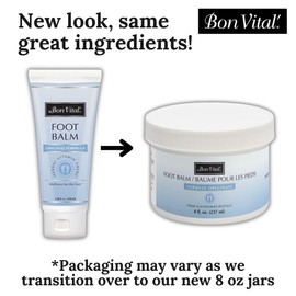 Bon Vital' Bon Vital' Original Foot Balm, Foot Cream for Dry Skin & Cracked Heels, Moisturize Feet & Speed Healing of Blisters & Abrasions on Heel, Increase Circulation in Feet, 8 Ounces (Packaging May Vary)