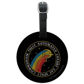Fully Auto Luxury Gay Space Communism Round Leather Luggage Card ID Tag