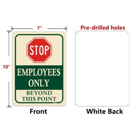 Employees Only Beyond This Point Signs 10"x7" Stop Do Not Enter Signs Restricted Area Signs Metal Reflective Rust Free Aluminum UV Protected Waterproof Easy Mounting Outdoor Use 2 Pack