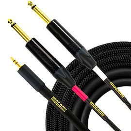 Mogami GOLD 3.5-2TS-20 Stereo Audio Y-Adapter Cable, 3.5mm TRS Plug to Dual 1/4" TS Plugs, Gold Contacts, Straight Connectors, 20 Foot