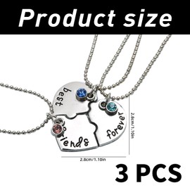 MALOUSUN Friendship necklace, friendship necklaces for 3 or 4, best friends necklace, BFF gifts, Metal, No