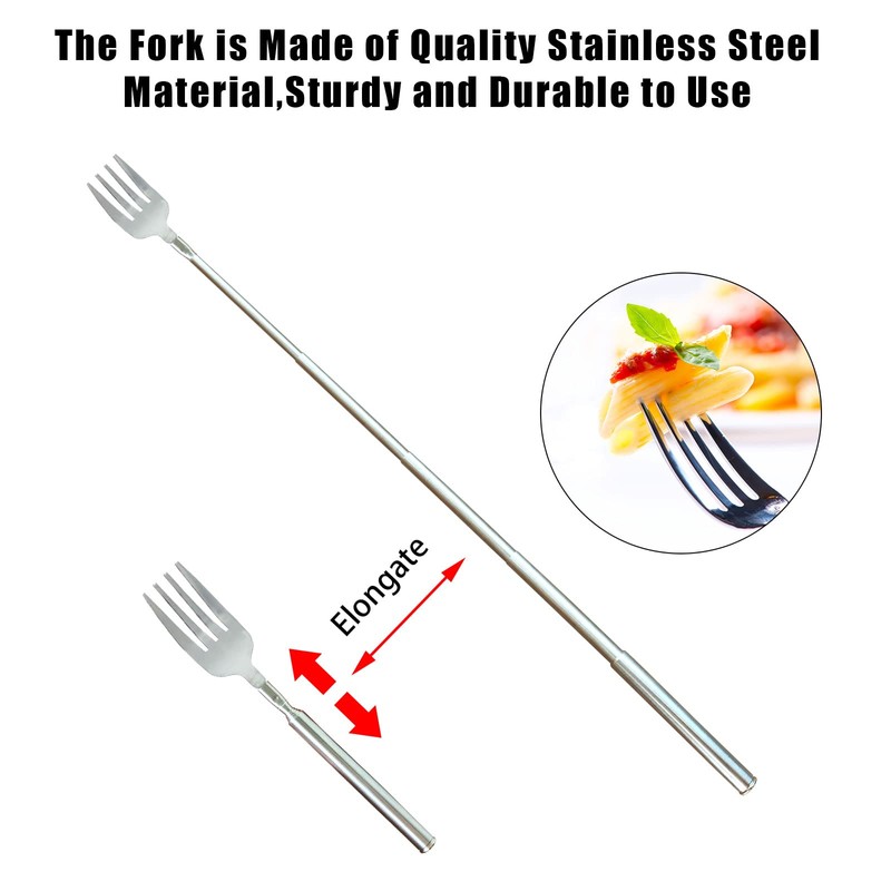 2 Pieces Extendable Stainless Steel Fork, Telescopic Fork, Extended Dinner