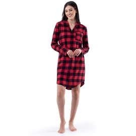Fruit of the Loom Women's Flannel Sleep Shirt, Buffalo Check, Large