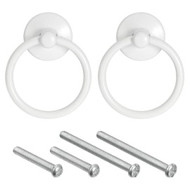 sourcing map 2Pcs Round Ring Pulls, Drawers Knobs White Circle Drawer Handles Single Hole for Dresser Cupboard Wardrobe