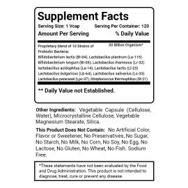 Best Naturals Probiotic 30 Billion CFU 120 Vegetarian Capsules Non GMO Gluten...