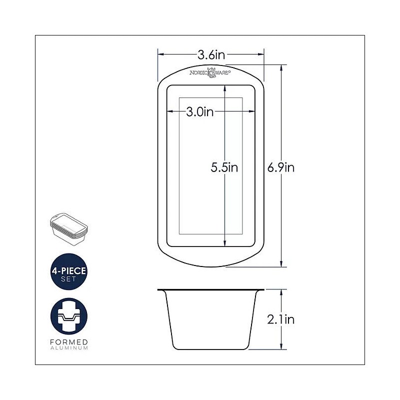 Nordic Ware Natural Aluminum Mini Loaf Pan, 8 pack
