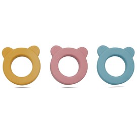 3 Mordederas para Bebé con Sonaja en Forma de Osito | Silicón Suave, Alivio de Encías | Juguete Sensorial Seguro