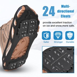 Ice Cleats Snow Traction Cleats Crampons for Boots Shoes, 24 Studs Anti Slip Crampons for Walking on Snow and Ice Traction Cleats Grippers Women Men