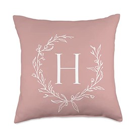 Pastel Pink Capital Letter H Monogram Initial H Throw Pillow