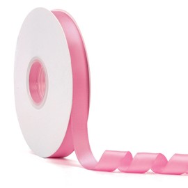 Cinta de satén de doble cara rosa melocotón de 5/8 pulgadas x 50 yardas, cinta de color sólido de alta densidad, ideal para manualidades, envoltura de regalos, costura, boda y decoración de Navidad (5/8 pulgadas x 50 yardas, rosa melocotón)