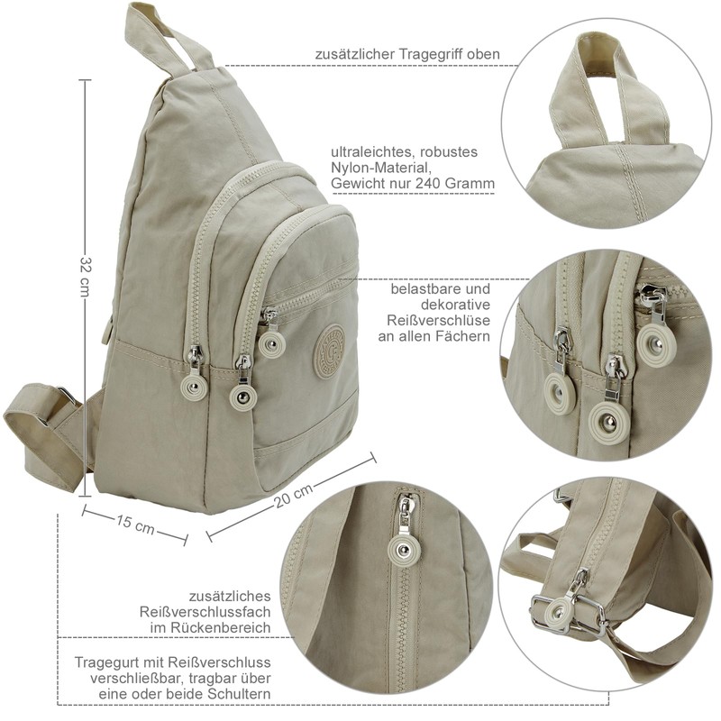 CF CATTERFELD Women's Nylon City Backpack, beige