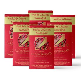 La Courtisane Passionfruit Herbal Tea, Kosher, Gluten-Free, 6 Packs of 20 Teabags (120 Teabags Total)