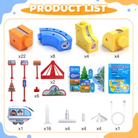 WUPIOS Electric Train Set for Kids 3 4 5 6 7 8, 3D Flexible Race Track 83 PCS Car Track for Toddlers 3-5, Magnetic Track Car Toys Gravity Defying Train Track Stem Learning Toy Gift Cube Track