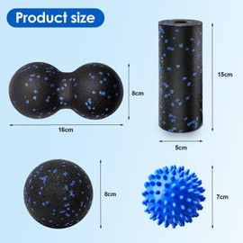 Eurtes Set of 4 Fascia Ball Set, Small Fascia Roller, 7 cm Hedgehog Ball and Duoball Massage Ball Facial Roller for Spine, Back, Neck, Foot, Medium Hard Blackroll for Fascia Training
