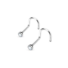 Twilight London 2 PACK Implant Grade Bezel Set Crystal Nose Screws, 2mm and 2.5mm Designs, Hypoallergenic Newly Pierced Safe, Perfect for Men or Women