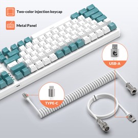 ZIYOULANG K3 Mechanical Gaming Keyboard and Mouse Combo, 98Key Backlit and Ultra-Light Honeycomb Shell Mouse, Blue Switch Coiled Type-C to USB Cable Wired Keyboard for PC/Mac/Windows
