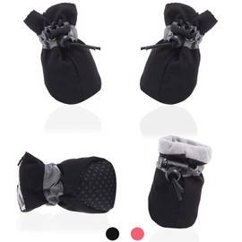 AblePet Dog Cat Boots Soft Shoes Anti-Slip Boots with Adjustable Straps and Reflective Strips, Premium Paw Protectors for Small Dogs (4 Pcs) (Black, 4)