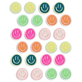 Mymazn 24Pcs Fridge Magnets Cute Refrigerator Magnets, Colorful Magnets for Whiteboard Cabinet Locker, Resin Smile Face Decorative Magnets for Classroom Kitchen Office