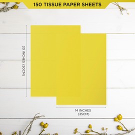SANZIX 150 Sheets Yellow Tissue Paper for Gift Bags Bulk 14x20 Inch - Yellow Christmas Wrapping Paper for Gifts Wrap, Bouquet, Wedding, Birthday, DIY, Holiday, Thanksgiving & Christmas Decorations