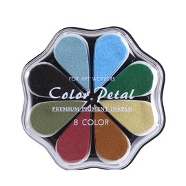 YPSelected 8 Assorted Multi Colours Waterdrop Shaped Craft Rubber Stamps Petal Ink Pads for Paper Wood Fabric (Set 1025)