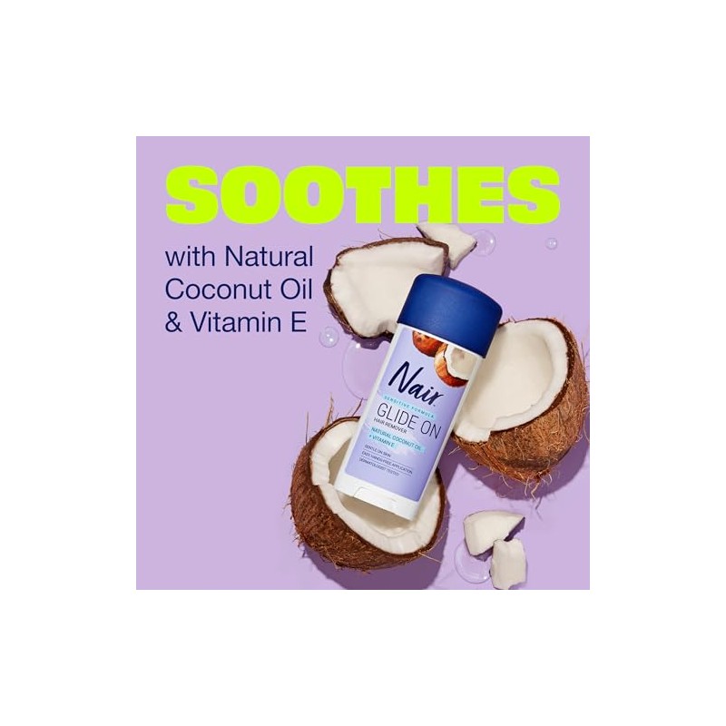 Nair Glides Away Sensitive Formula with Coconut Oil, for Bikini,