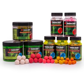Tandem Baits Set of 8 Carp Pop Up Boilies Box XL Bait Set | Fluo Pop Up 16 mm | Perfection Pop Up 16 mm | Mini Pop Up 12 mm | Fluo Mini Pop Up 12 mm | Carp Accessories Professionals & Hobby Anglers