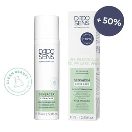 DADO SENS SENSACEA Face Emulsion Special Size 75 ml Anti-Redness Special Care for Rosacea & Couperose Relieves Heat Feeling, Skin Redness & Itching, Vegan, for Sensitive Skin