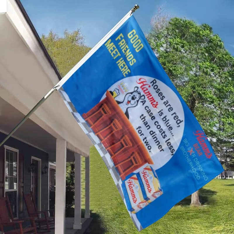Cayyon Good Friends Meet Here Hamms Beer Flag Banner 3x5Feet