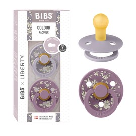 BIBS Colour Liberty Pack of 2 BPA Free Cherry Shape Nipples Natural Rubber/Latex, Made in Denmark, Size 1 (0-6 Months), Capel Fossil Grey