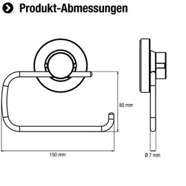 Cornat Toilet Paper Holder 3-in-1-3 Different Mounting Options with Suction Cup/Adhesive Pad and Drilling - Chrome-Plated/Toilet Roll Holder, T340261