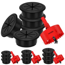 Glarks 6pcs 60mm Flexible Desk Cable Grommet, Desk Cable Hole Covers with Hole Saw, Wire Hole Cover, Desk Cord Hole Cover, Table Wire Cable Ring Hole Cover for Office and Home Table Cable