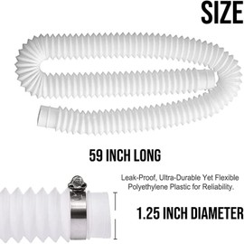 SAHENITEANA Above Ground Pool Replacement Hose, 1.25" Diameter, 59" Length, Pool Filter Pump Hose with Metal Clips, Compatible with Filter Pumps 330GPH, 530GPH, and 1,000GPH (2 Hoses + 4 Metal Clips)