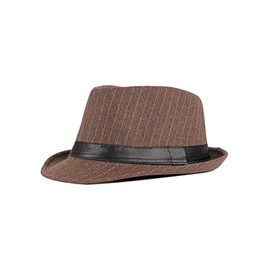 Nanwansu Unisex Classic Manhattan Structured Gangster Trilby Fedora Hat Coffee