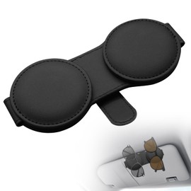 Magnetic Sunglasses Holder for Car Visor, 2 Clip Car Sunglass Holder Clip Car Glasses Holder, Leather Sunglass Eyeglass Hanger Clip for Car Sun Visor for Women Man, Car Gadgets & Accessories (Black)