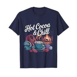 Cozy Hot Cocoa and Fireplace Scene for Ultimate Winter Vibes T-Shirt