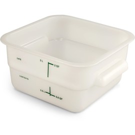 Carlisle FoodService Products Squares Square Food Storage Container with Stackable Design for Catering, Buffets, Restaurants, Plastic, 2 Quarts, White