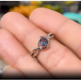 LAIFULA Fashion Magnificent 925 Silver Ring Featuring a Blue Gemstone and Diamond Embellishments Wedding Rings Eternity Promise Rings Bridal Ring Jewellery Gifts for Women Size O