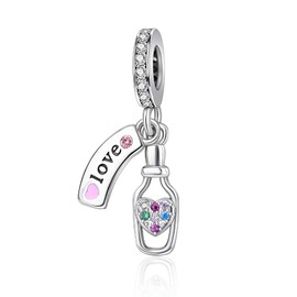 YUMINN Life Series Charms for 925 Sterling Silver for Women Bracelets & Necklaces Dangle Pendant for Christmas Valentine's Day Mother's Day Jewellery Gifts for Women, Sterling Silver, Cubic Zirconia