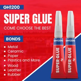 GH1200-4 Gram x 5 PCs Super Glue for All Purpose - Super Fast, Thick & Strong Adhesive Superglue - Cyanoacrylate Glue for Hard Plastics, DIY Craft, Ceramics, Frame, Leather, Metal Etc