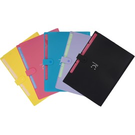 Paquete 5 Administrador de Archivos de A4, Carpeta de Archivos Expandible con 5 Bolsillos. Organizador de Documentos de Acordeón, para Escuela, Hogar y Oficina, Elementos Esenciales para el Aula. (5)