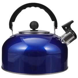 2L Whistling Tea Kettle Blue Stainless Steel Boiling Kettle with Ergonomic Handle Suitable for Induction and Gas Stoves Color Large Capacity for Daily Use Pouring Water or Tea