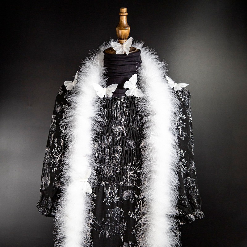 YCHTEWY-Elegant Turkey & Marabou Feather Boa - Glamorous 2-Yard Accessory